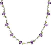 Amethyst and Peridot Multi Gemstone Silver Necklace - Michael Jones Jeweller