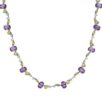 Amethyst and Peridot Multi Gemstone Silver Necklace