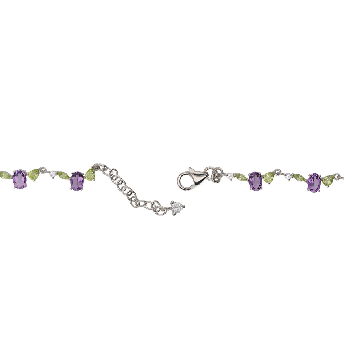 Amethyst and Peridot Multi Gemstone Silver Necklace - Michael Jones Jeweller