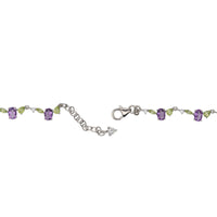 Amethyst and Peridot Multi Gemstone Silver Necklace