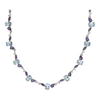Topaz and Iolite Multi Gemstone Silver Necklace - Michael Jones Jeweller