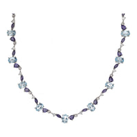 Topaz and Iolite Multi Gemstone Silver Necklace