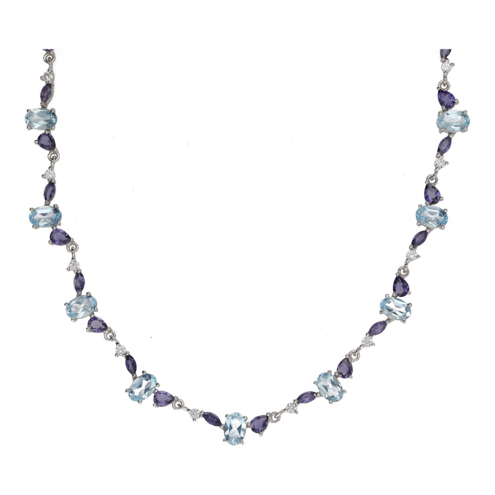 Topaz and Iolite Multi Gemstone Silver Necklace