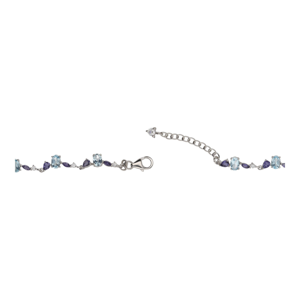 Topaz and Iolite Multi Gemstone Silver Necklace - Michael Jones Jeweller