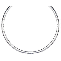 Silver Brick Link Omega Choker Necklace