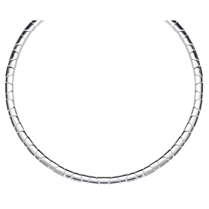 Silver Brick Link Omega Choker Necklace