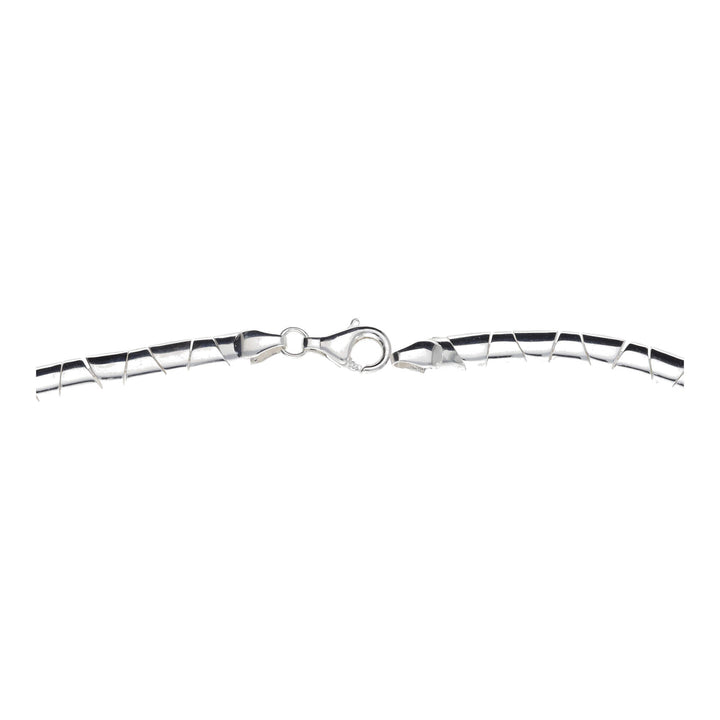Silver Brick Link Omega Choker Necklace