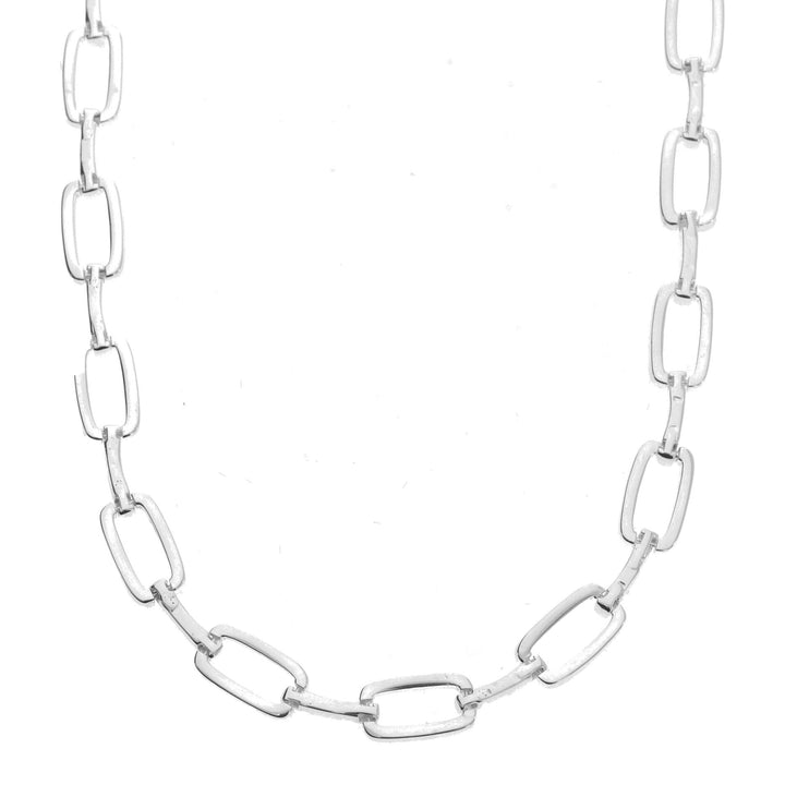 Silver Rectangular and Bar Link Necklace - 45cm