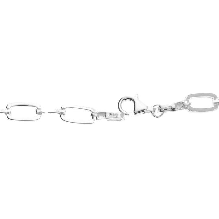 Silver Rectangular and Bar Link Necklace - 45cm