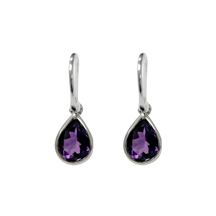 Amethyst Teardrop Silver Drop Earrings