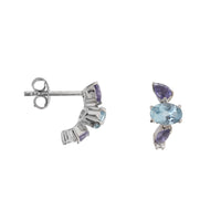 Blue Topaz and Iolite Silver Huggy Earrings