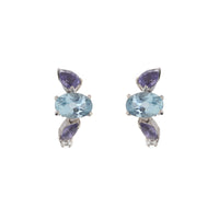 Blue Topaz and Iolite Silver Huggy Earrings - Michael Jones Jeweller