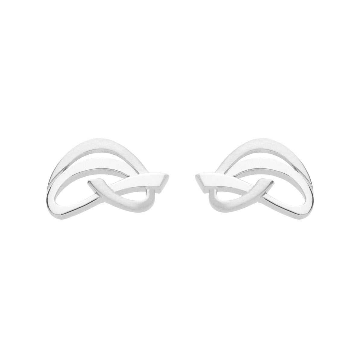 Silver Curved Interwoven Stud Earrings - Michael Jones Jeweller
