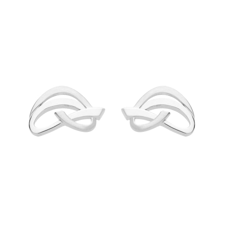 Silver Curved Interwoven Stud Earrings
