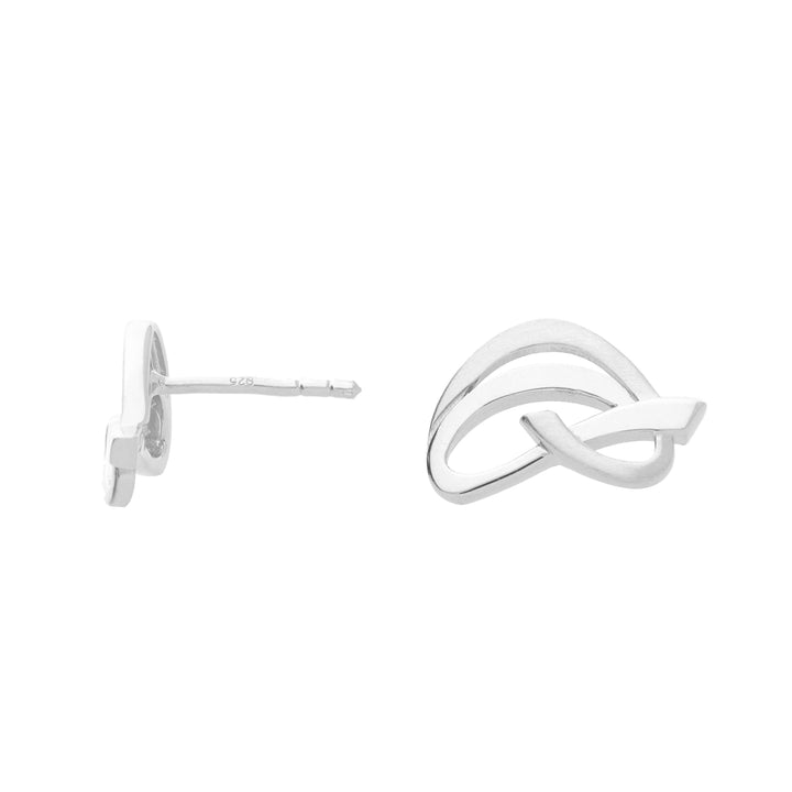 Silver Curved Interwoven Stud Earrings