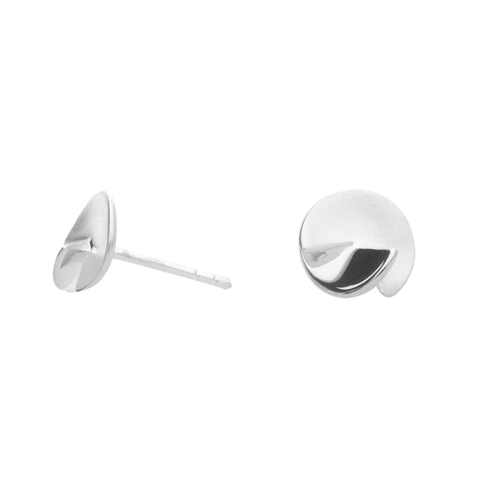 Silver Twisted Disk Stud Earrings