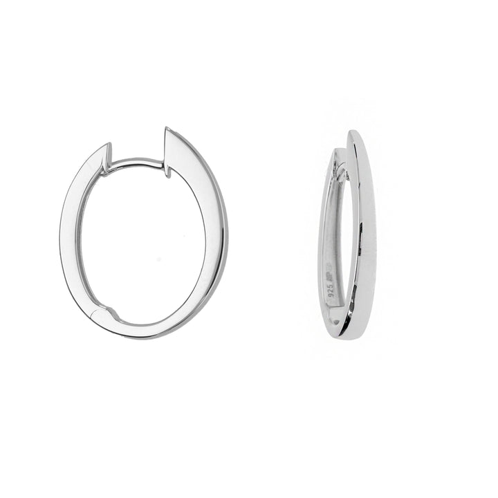 Silver Tapered Oval Hoop Earrings