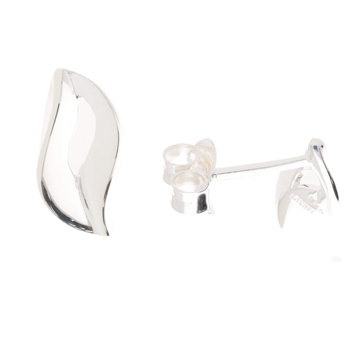 Silver Open Leaf Stud Earrings