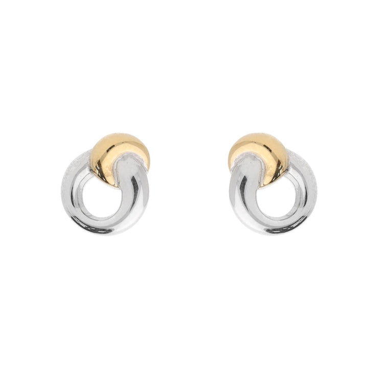 Silver and Yellow Gold Plated Door Knocker Stud Earrings