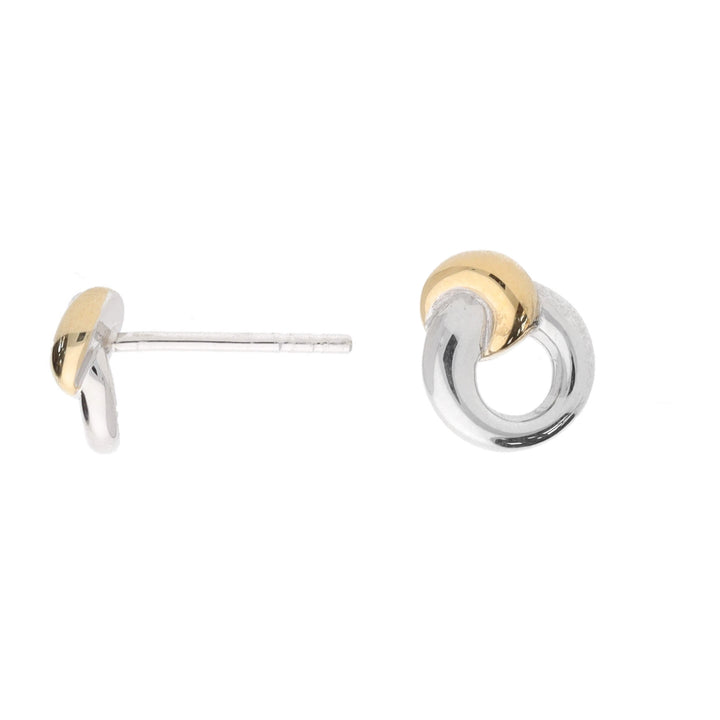 Silver and Yellow Gold Plated Door Knocker Stud Earrings