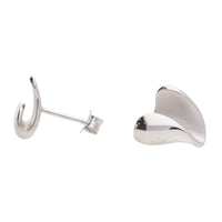 Silver Folded Heart Stud Earrings