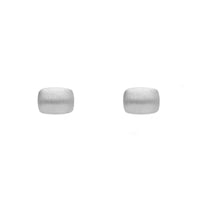 Silver Satin Rectangular Stud Earrings