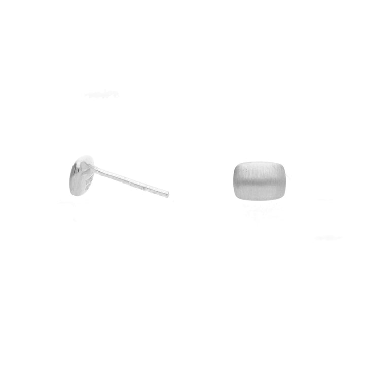 Silver Satin Rectangular Stud Earrings