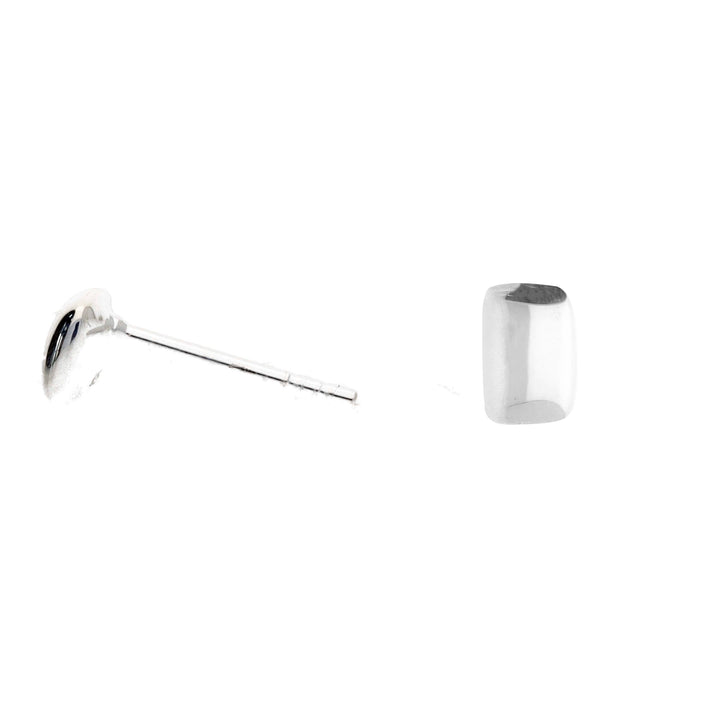 Silver Polished Rectangular Stud Earrings