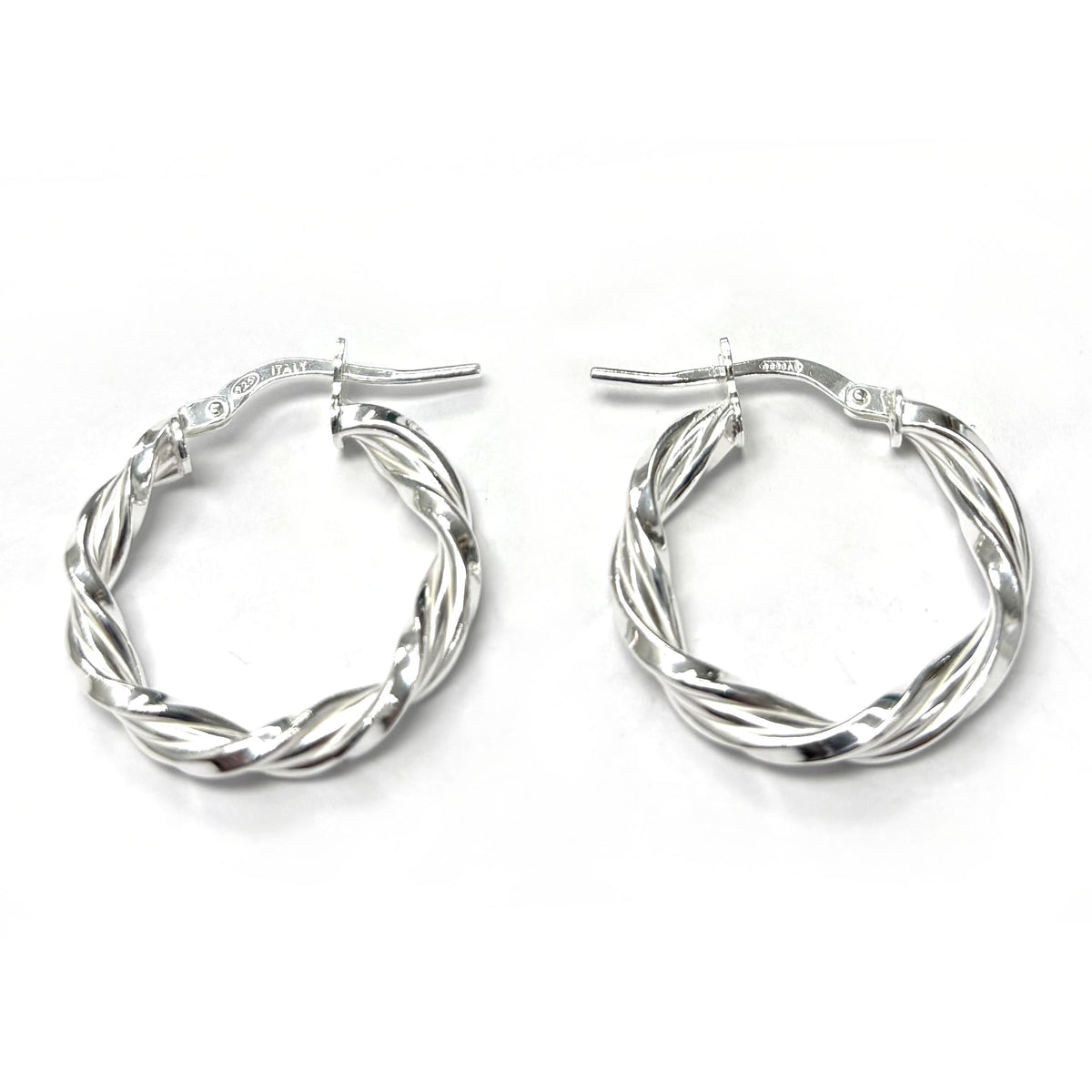 Silver Small Twist Hoop Earrings