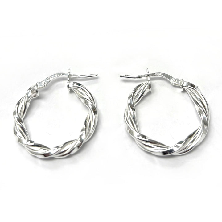 Silver Small Twist Hoop Earrings