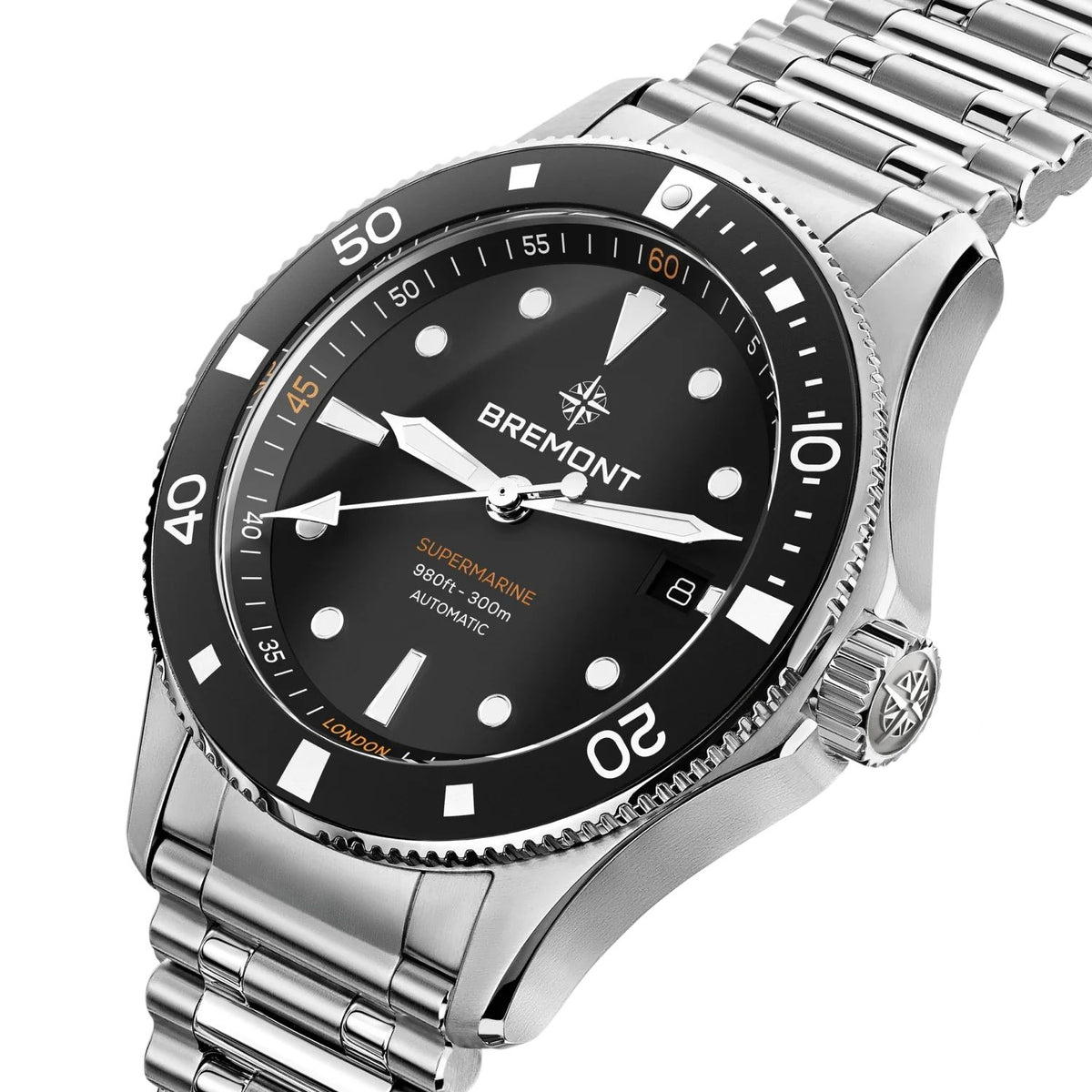 Bremont Supermarine 40mm 300m Date Stainless Steel Watch SM40-DT-SS-BK-B - Michael Jones Jeweller