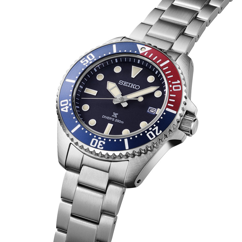 Seiko Prospex ‘Red-Blue’ Diver 41mm Solar Watch SNE595 - Michael Jones Jeweller