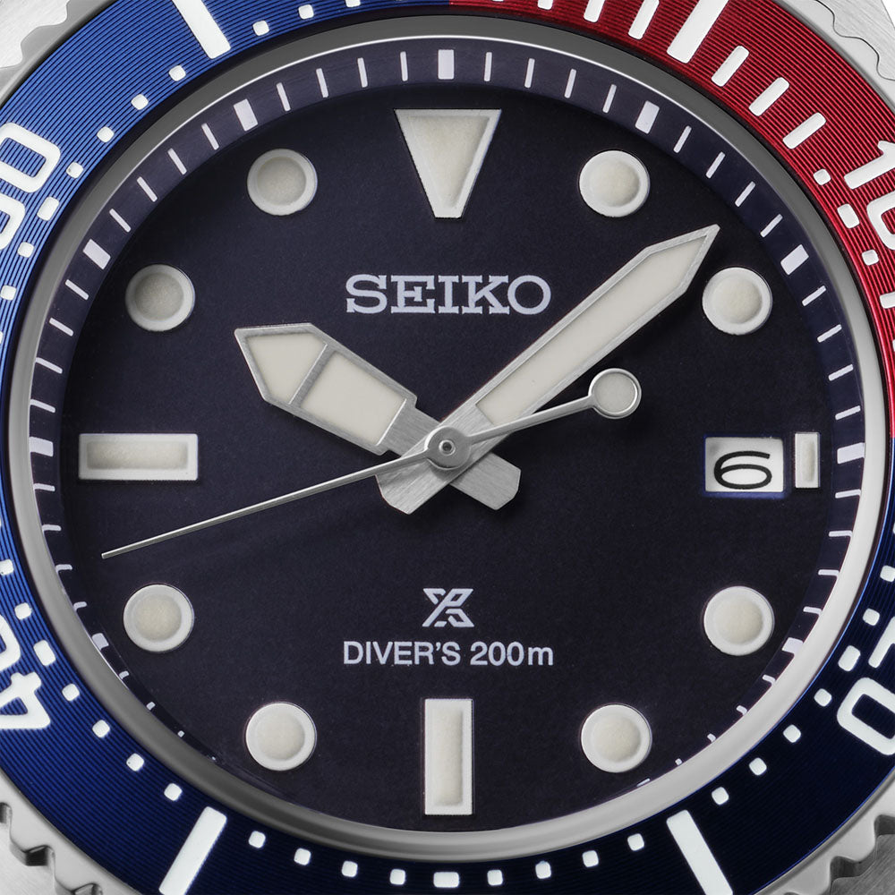 Seiko Prospex ‘Red-Blue’ Diver 41mm Solar Watch SNE595 - Michael Jones Jeweller