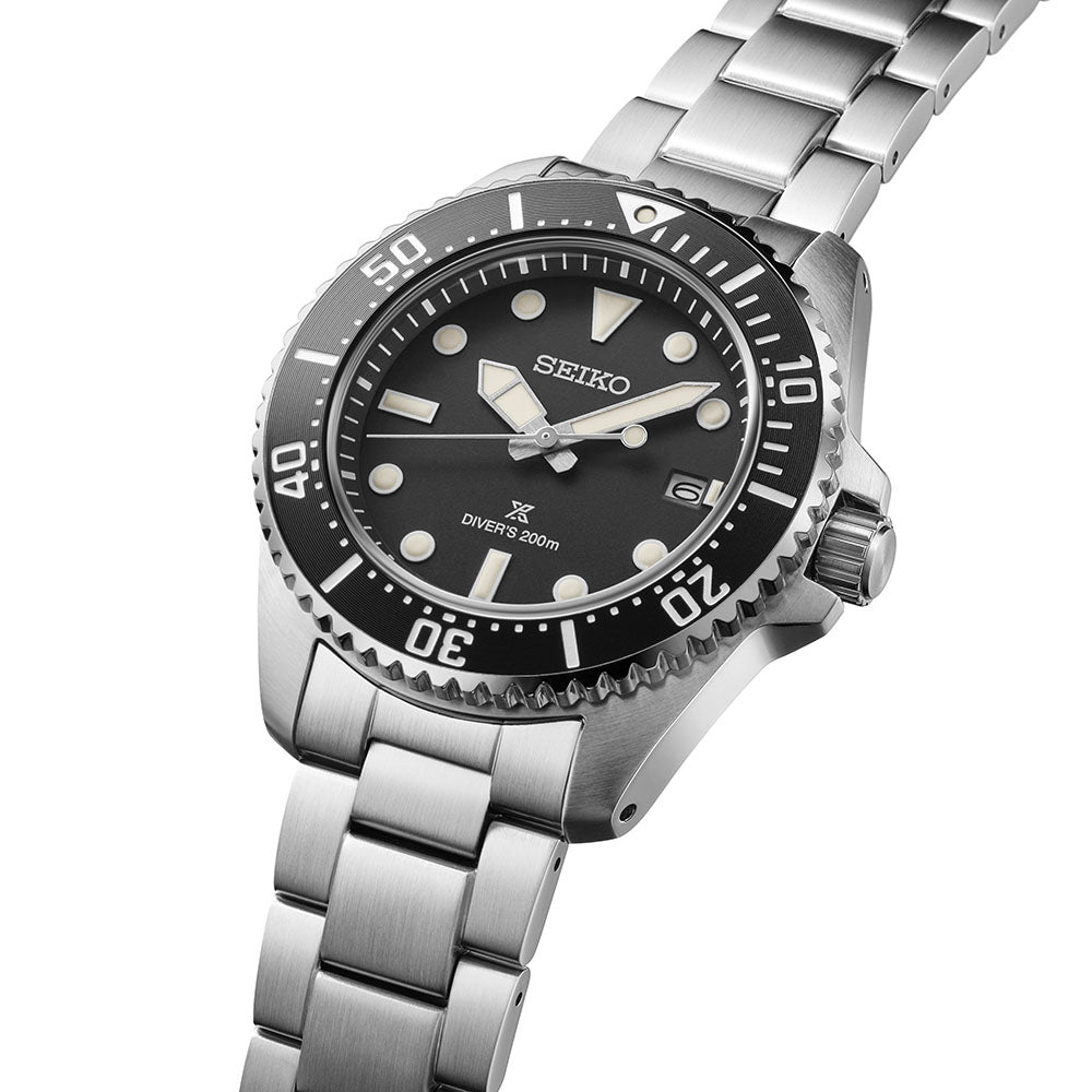 Seiko Prospex ‘Pure Black’ Diver 41mm Solar Watch SNE597 - Michael Jones Jeweller