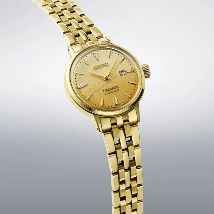 Seiko Presage ‘Eggnog’ Diamond Cocktail Time 30mm Autonatic Watch SRE018J1 - Michael Jones Jeweller