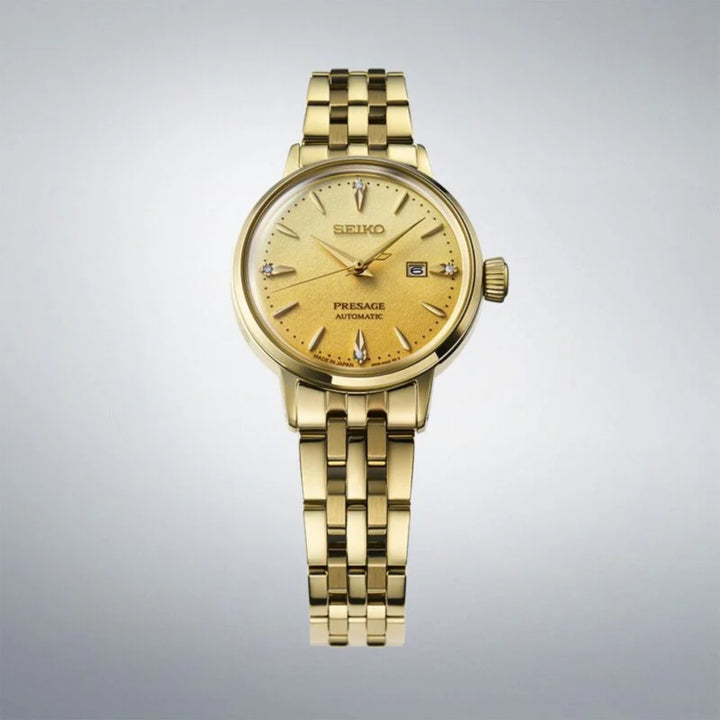 Seiko Presage ‘Eggnog’ Diamond Cocktail Time 30mm Autonatic Watch SRE018J1 - Michael Jones Jeweller