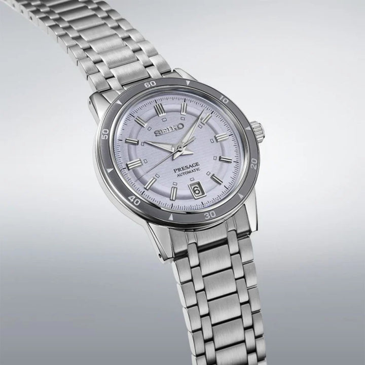 Seiko Presage Style 60s in Silvery Violet 39.5mm Automatic Watch SRPL73J1
