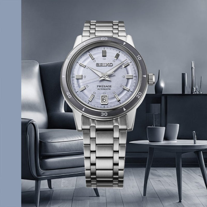 Seiko Presage Style 60s in Silvery Violet 39.5mm Automatic Watch SRPL73J1