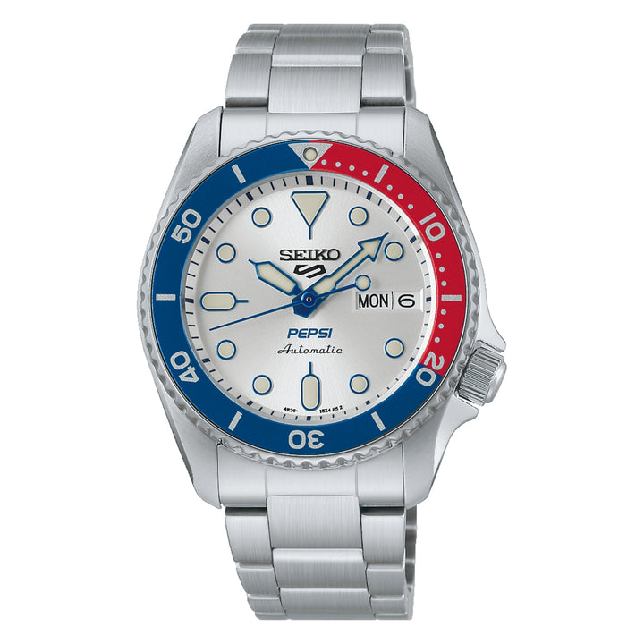 Seiko 5 Sports x PEPSI Limited Edition collaboration in Silverwhite SRPL99K1