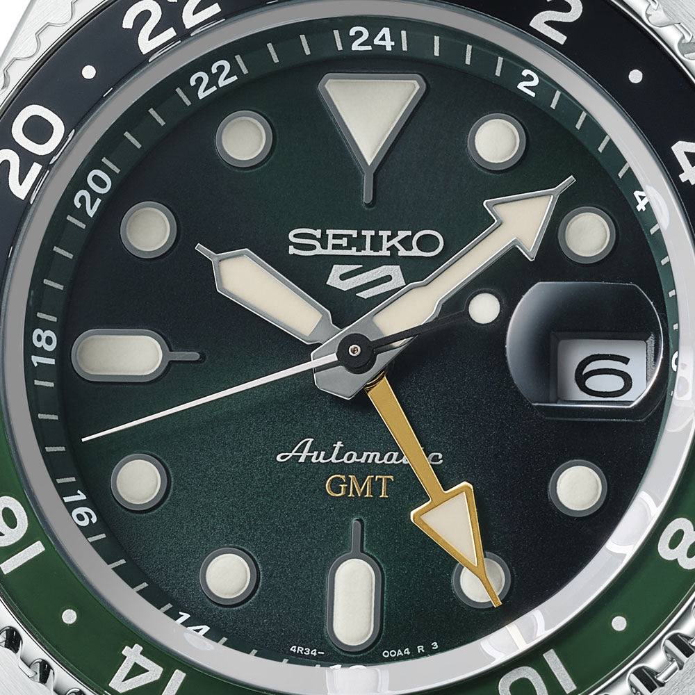 Seiko 5 Sports SKX GMT Bi-Colour Green Automatic 42.5mm Watch SSK035
