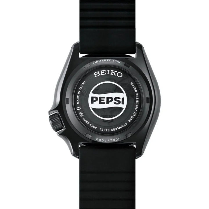 Seiko 5 Sports x PEPSI Limited Edition Collaboration in All-Black Automatic GMT Watch SSK047K1