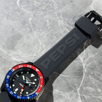 Seiko 5 Sports x PEPSI Limited Edition Collaboration in All-Black Automatic GMT Watch SSK047K1