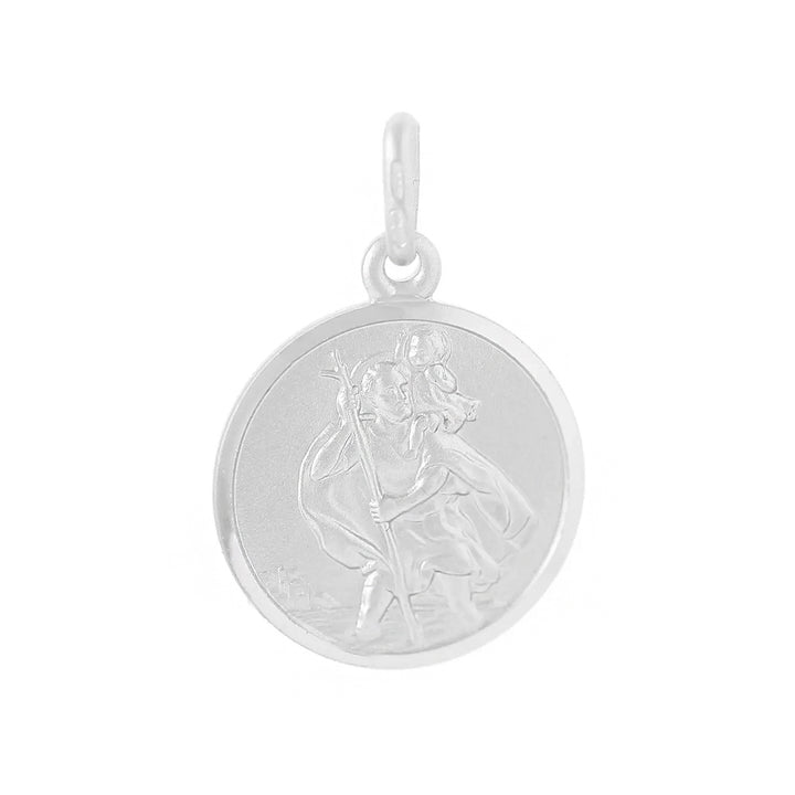 Silver 16mm Round St Christopher Pendant