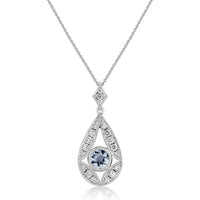 Aquamarine and Diamond 18ct White Gold Pendant - Michael Jones Jeweller