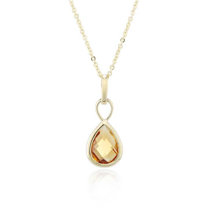 Pear Shape Citrine 9ct Yellow Gold Pendant