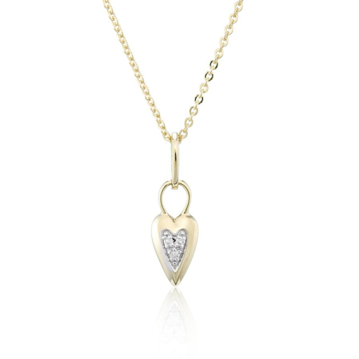 Diamond Heart 9ct Yellow Gold Pendant - Michael Jones Jeweller