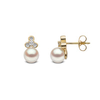 Yoko Trend Freshwater Pearl and Mini Diamond Motif 18ct Yellow Gold Stud Earrings