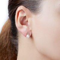 Yoko Trend Freshwater Pearl and Mini Diamond Motif 18ct Yellow Gold Stud Earrings