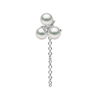 Yoko Triple Freshwater Pearl and Diamond 18ct White Gold Pull Through Chain Drop Earrings