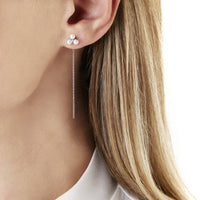 Yoko Triple Freshwater Pearl and Diamond 18ct White Gold Pull Through Chain Drop Earrings